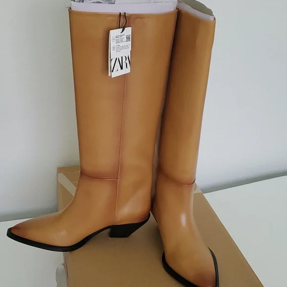 ZARA HEELED LEATHER COWBOY BOOTS - Picture 16 of 17